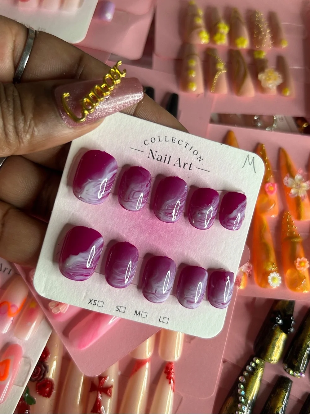 Marble Pink Press-On Nails Set